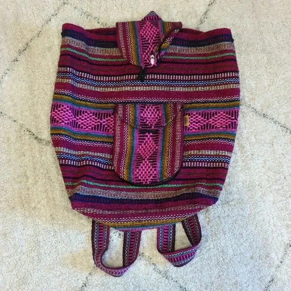 Artesanias Pinzon‎ Canvas Backpack, Unisex, 15" x  15" - Multicolored Bag Purse - Picture 1 of 8